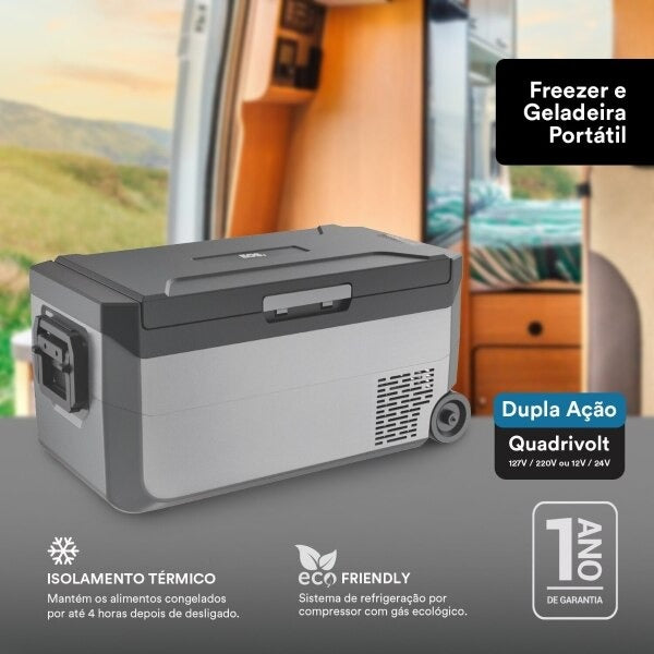 Freezer e Geladeira Portátil EOS 35 Litros Dupla Ação Quadrivolt EFC40 110V/220V/12V/24V