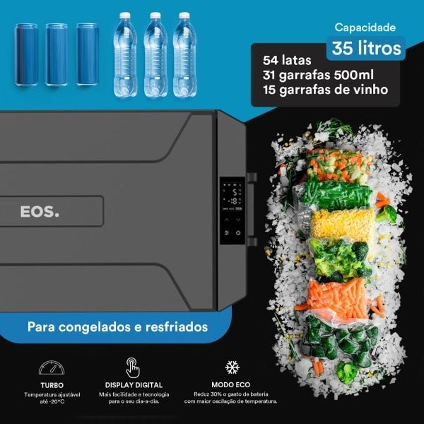 Freezer e Geladeira Portátil EOS 35 Litros Dupla Ação Quadrivolt EFC40 110V/220V/12V/24V